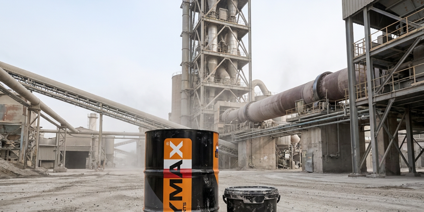 Firefly Gemini Flash put the rymax drum and grease bucket in a setting in a cement factory with a Pre heat 951919