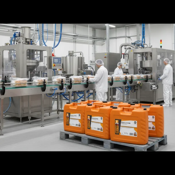 Firefly Gemini Flash place the products in a food processing or food packaging industrial factory environm 997694